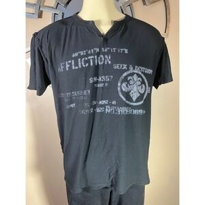 Affliction Standard Series Men's Black Graphic T Shirt Size L Seek & Destroy